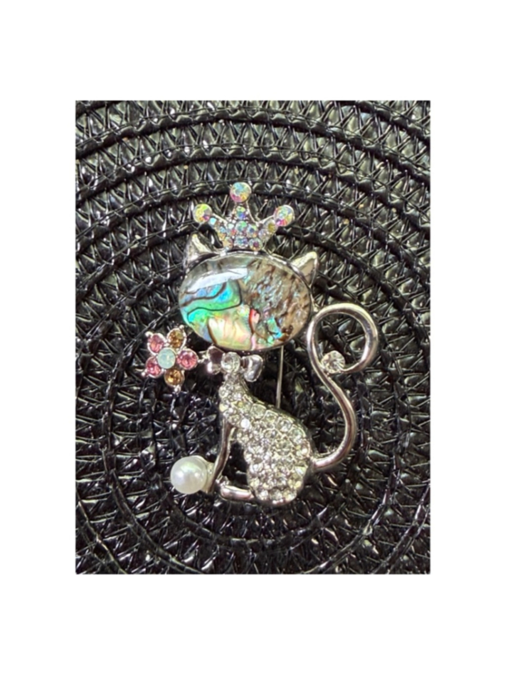 Unbranded Cat Brooch One Size Silver Iridescent